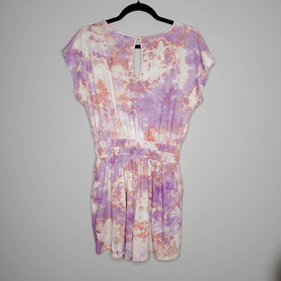BP Purple White Pink Tie Dye V-Neck Short Sleeve Romper Sz Small S - Picture 8 of 8